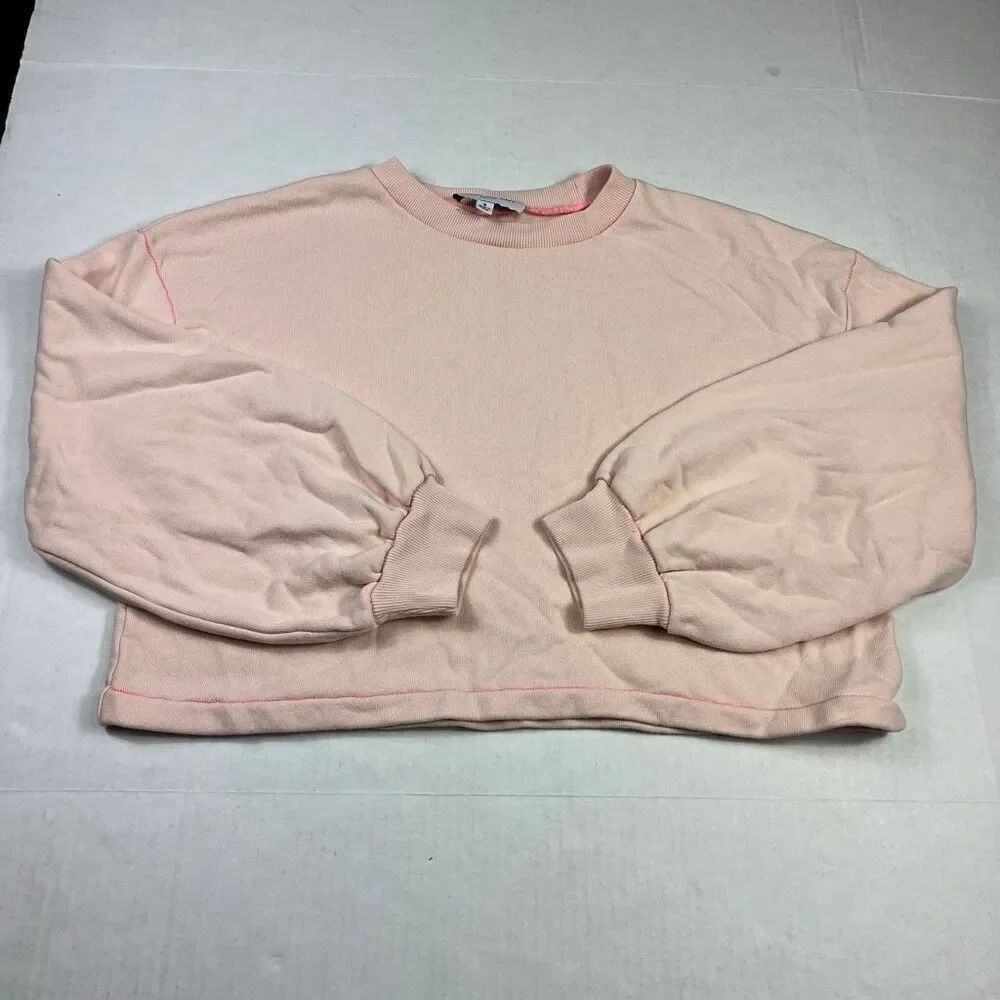 Something Navy Cropped Sweatshirt Light Pink Oversized Comfort Cozy Pullover S
